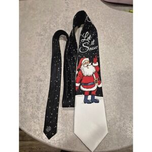 Nutcracker Festive‎ Ties Mens Black Santa Let it Snow Holiday Necktie